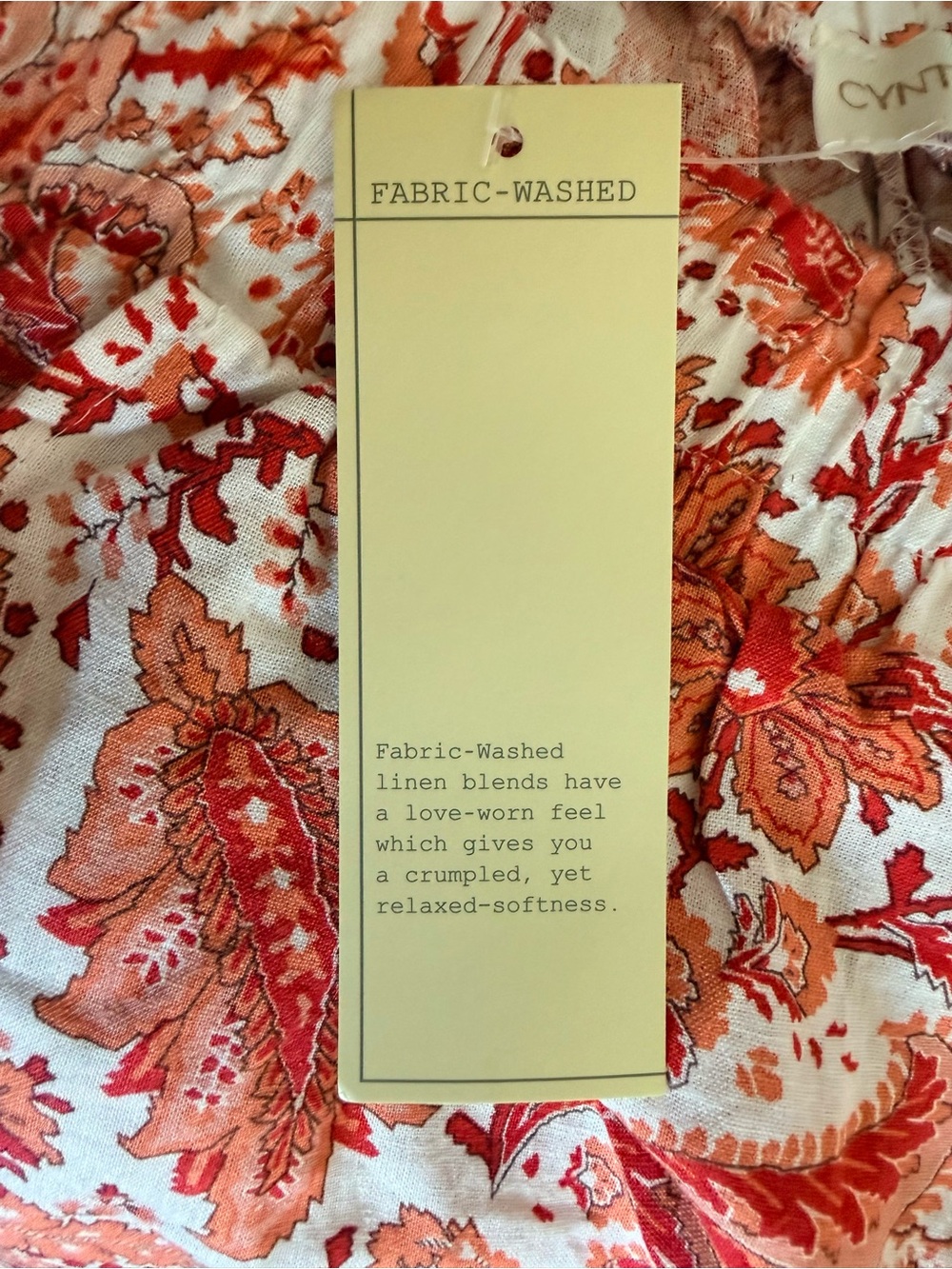 NWT Cynthia Rowley Orange White Paisley Floral Linen Pull On Wide Leg Pants L - Picture 3 of 7
